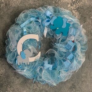 👶🏾👶🏼👶Homemade Mesh Baby Boy Wreath